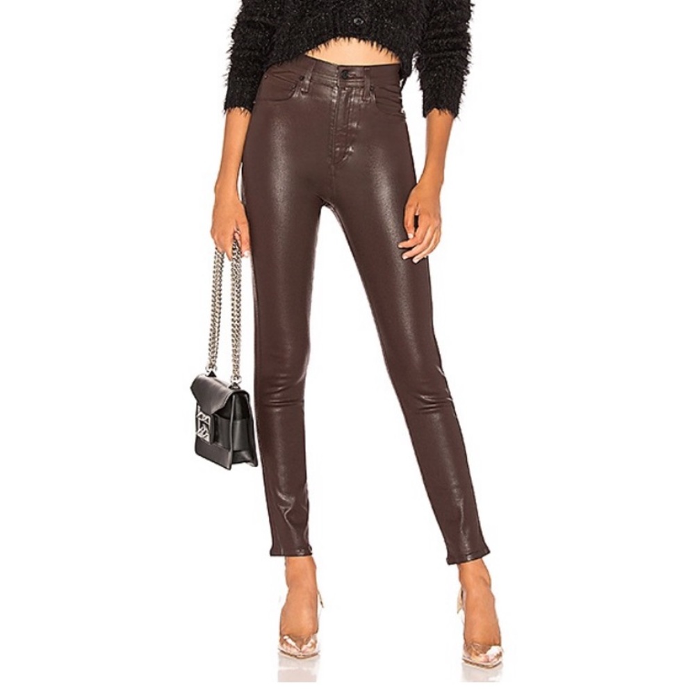 AGOLDE Roxanne Hi-Rise Leatherette Skinny Currant